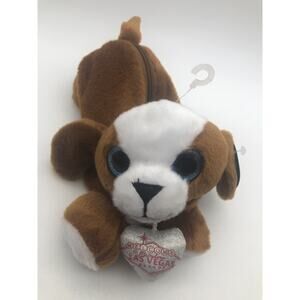 Brown puppy plush pencil pen pouch With Las vegas heart Blue Eye 11’ Long